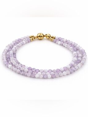 Lavender Quartz Triple Strand Bracelet